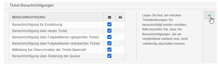 Figure 18: Example notification options checklist